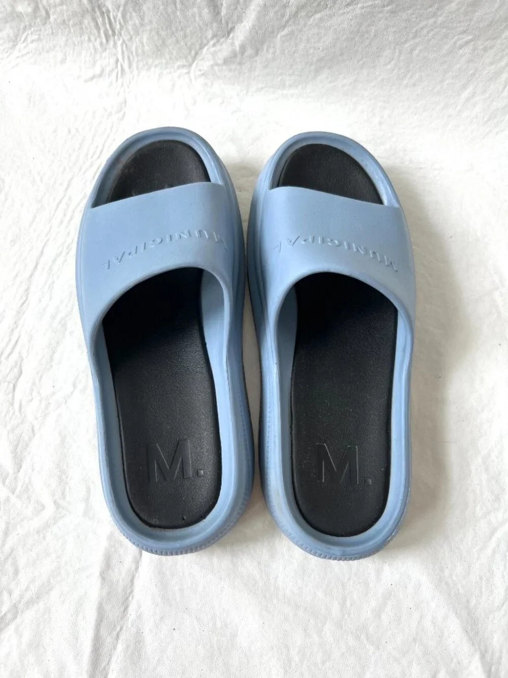 Municipal slide sandals Podium light blue mens 8 m float foam comfortable
